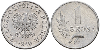 Польша 1 грош 1949 KM 39 алюминий 4189-456