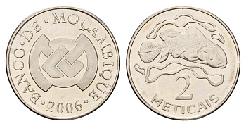 Мозамбик 2 метикала 2006 KM 138 сталь плакированная никелем UNC 216-316