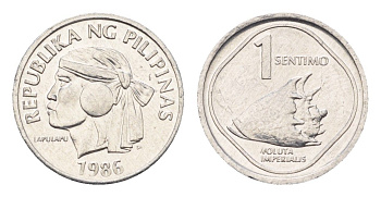 Филиппины 1 сентимо 1986 редкий год KM 238 алюмний UNC 4649-1011