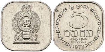 Шри-Ланка 5 центов 1978 KM 139a алюминий 4136-648