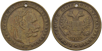 ГЕРМАНИЯ ЖЕТОН ИГРОВОЙ ND РЕЙХСПФЕННИГ, С ОТВЕРСТИЕМ, ДИАМЕТР 21 ММ. латунь 99-433