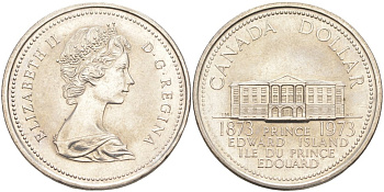 Канада 1 доллар 1973 100 лет со дня присоединения провинции остров Принца Эдуарда (1873-1973) KM 82 никель aUNC 63-525