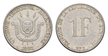 Бурунди 1 франк 1980 KM 19 алюминий 4647-1223