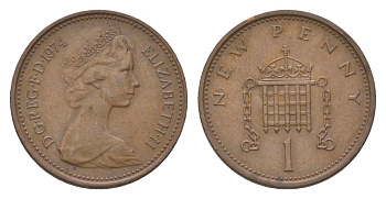 Великобритания 1 пенни 1974 Елизавета II (1952-2022) KM 915, Spink 4237 бронза UNC 4627-645
