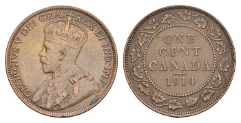 Канада 1 цент 1914 Георг V (1910-1936) KM 21 бронза 4637-812