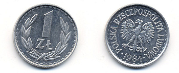 ПОЛЬША 1 ЗЛОТЫЙ 1984 MW KM 49.1 алюминий 23-1453