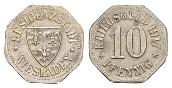 Висбаден 10 пфеннигов 1917 Funck 601.1, Men18 34104.1 железо 4636-1168