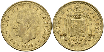 Испания 1 песета 1975 (80) Хуан Карлос I (1975-2014) KM 806 алюминиевая бронза 4155-447