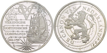 НИДЕРЛАНДЫ МЕДАЛЬ ND СЕРИЯ ИСТОРИЯ НИДЕРЛАНДОВ, ОСТИНДИЙСКАЯ ТОРГОВАЯ КОМПАНИЯ (VOC) (1602-1799), ДИАМЕТР 30 ММ., ГНУТАЯ медно-никель PROOF 1520-724