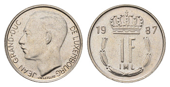 Люксембург 1 франк 1987 Герцог Жан (1964-1999) KM 59 медно-никель 4702-217