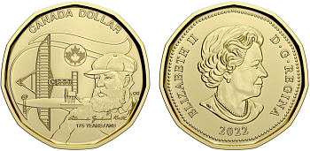 Канада 1 доллар 2022 175 лет со дня рождения Александра Грейам Белла, изобретатель телефона KM 3189 сталь плакированная латунью  UNC  4531-213