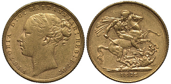Великобритания соверен 1872 Виктория (1837-1901) Seaby 3856, KM 752, Friedberg 388 золото 00-000-00