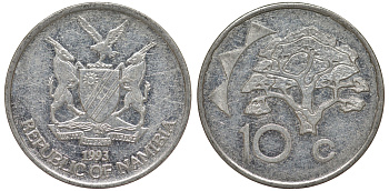 Намибия 10 центов 1998 дерево KM 2 никелированная сталь 4163-914