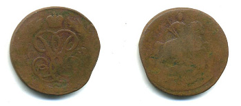 РОССИЯ 1 КОПЕЙКА 1759 медь 61-347