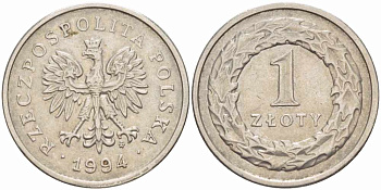 Польша 1 злотый 1994 MW KM 282 медно-никель 60-713