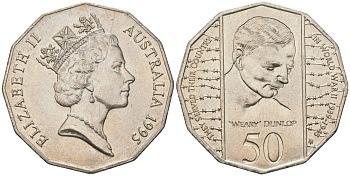 Австралия 50 центов 1995 50 лет со дня окончания Второй Мировой войны KM 294 медно-никель aUNC 4157-915