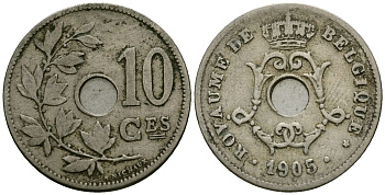 Бельгия 10 сантимов 1905 Belgique KM 52 медно-никель 4172-836