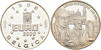 БЕЛЬГИЯ МЕДАЛЬ ND КАРЛ V И МАРИЯ ВЕНГЕРСКАЯ ВЕС 22,99 ГР. серебро PROOF 02-116-13