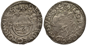 Померания, Кольберг, Камминское епископство 1/24 талера 1618 Ульрих (1618-1622), вес 1,51 гр. KM 64 серебро 1516-932