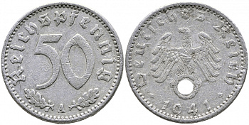Германия 50 рейхспфеннигов 1941 A KM 96, J. 372 алюминий 4525-1213