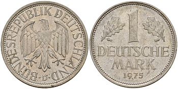 ФРГ 1 марка 1975 D KM 110, J. 385 медно-никель 4159-1135