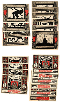 Детмольд (Липпе) полный набор из 10 нотгельдов (50 пфеннигов) 1920 борьба Германцев с Римлянами Mehl Grabowski 268.8 бумага UNC (пресс) 7555-53-2-1