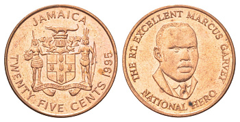 Ямайка 25 центов 1995 KM 167 сталь плакированная медью UNC 4617-926