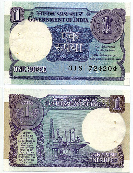 Индия 1 рупия 1988 степлер, буква A Pick 78Ac бумага aUNC 8614-75-2-2