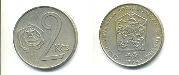 Чехословакия 2 кроны 1984 KM 75 медно-никель 89-1853