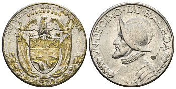 Панама 1/10 бальбоа 1970  KM 10 медь плакированная медно-никелем  aUNC  4609-916