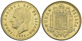 Испания 1 песета 1975 (80) Хуан Карлос I (1975-2014) KM 806 алюминиевая бронза 85-721