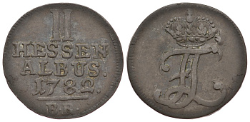 Гессен-Кассель 2 альбус 1782 BR KM 511 серебро 1522-1013