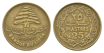 Ливан 25 пиастров 1970 KM 27.1 никель латунь 4678-347