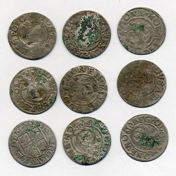 ПОЛЬША ЛОТ ИЗ 9 МОНЕТ В ПОЛТАРАК XVII век серебро M12-2-1