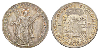 Брауншвейг-Каленберг-Ганновер 1/3 талера 1706 HB, Георг I (1698-1727), из коллекции Ричарда Б. Смита KM 47, Welter?2167, Museler 10.5/39 серебро 00-821-23