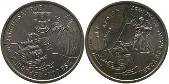 Португалия 200 эскудо 1998 Путешествие Васко да Гамы в Индию 1498 года - Южная Африка, Наталь KM 710 медно-никель UNC 4677-414