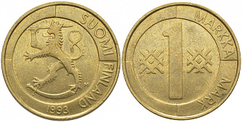 ФИНЛЯНДИЯ 1 МАРКА 1993 M KM 76 алюминиевая бронза 4448-341