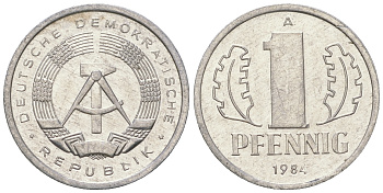 ГДР 1 пфенниг 1984 А KM 8.2 алюминий 4651-112