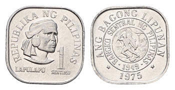 Филиппины 1 сентимо 1975 вождь острова Мактан Лапу-Лапу KM 205 алюминий UNC 4639-1231