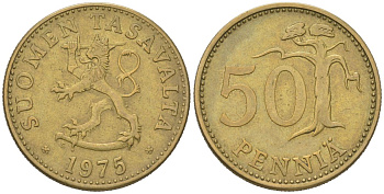 Финляндия 50 пенни 1975 S KM 48 алюминиевая бронза 4577-834