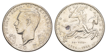 Люксембург 20 франков 1946 600 лет со дня смерти Иоганна Люксембургского KM 47 серебро 413-2741
