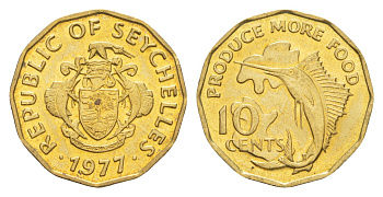 Сейшельские Острова (Сейшелы) 10 центов 1977 ФАО - Производить больше еды KM 32 никель латунь UNC 4654-616