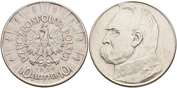 Польша 10 злотых 1936 w, Юзеф Пилсудский KM 29, Parchimowicz 124c серебро 443-741