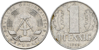 ГДР 1 пфенниг 1963 A KM 8.1 алюминий 39-1252