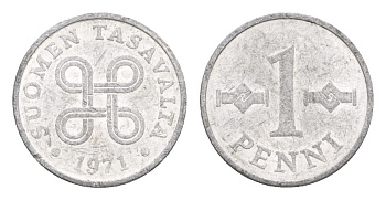 Финляндия 1 пенни 1971 KM 44a алюминий 4647-237