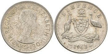 Австралия 6 пенсов 1963 Елизавета II (1952-2022) KM 58 серебро 4623-316
