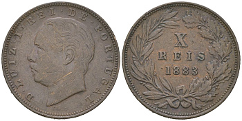 Португалия 10 реалов 1883 Луиш I (1861-1889) KM 526 бронза 4171-1022