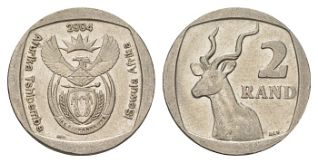 ЮАР 2 ранда 2004 KM 336 медь плакированная никелем 4626-1257