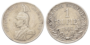 Германская Восточная Африка 1 рупия 1906 J KM 10 серебро 1526-1422