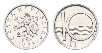 Чехия 10 геллеров 1998 KM 6 алюминий UNC 192-533